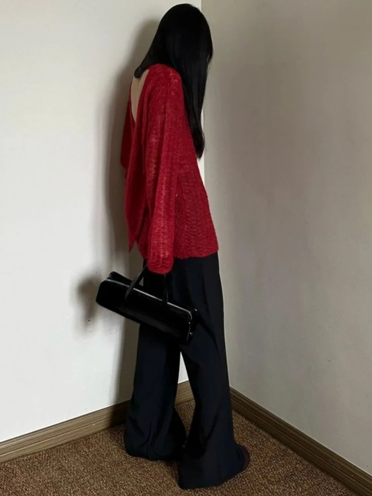 Y2K See-Through Knitted Women' - Embroidery Tshirt ulasan dan harga