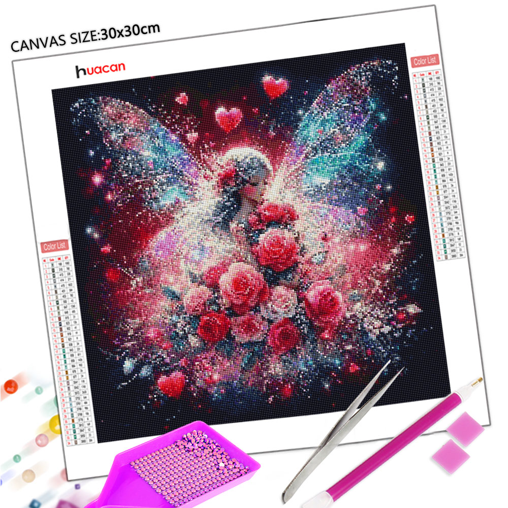 Huacan Diamond Painting Rose B - Embroidery Hoop Square ulasan dan harga