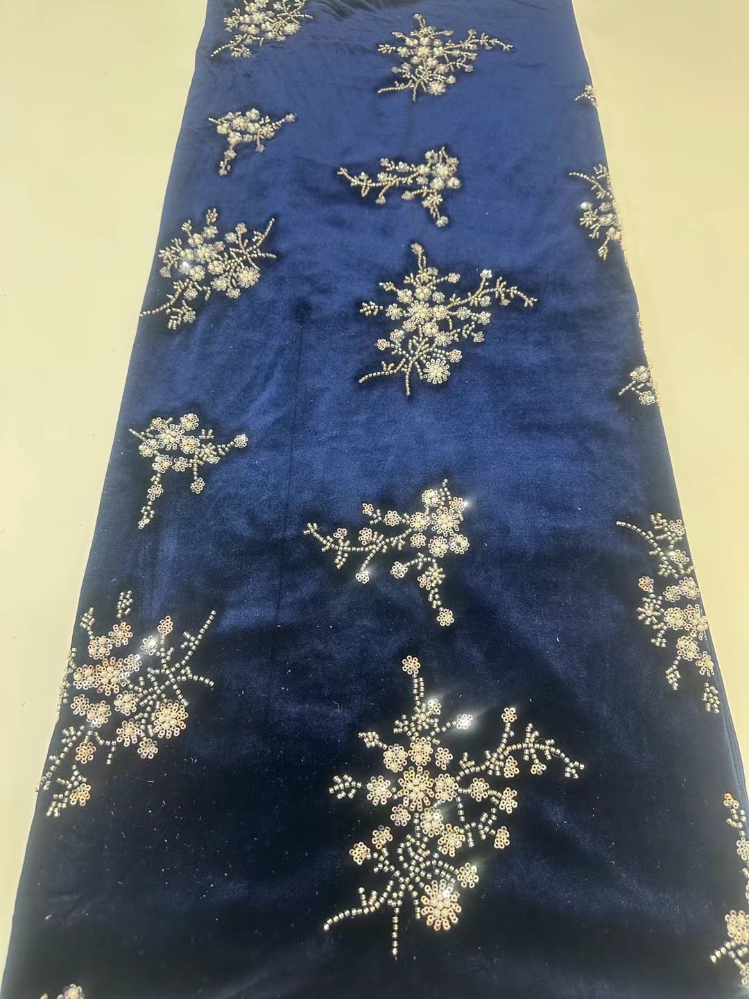 African Handmade Beads Velvet  - Embroidery Net Fabric ulasan dan harga