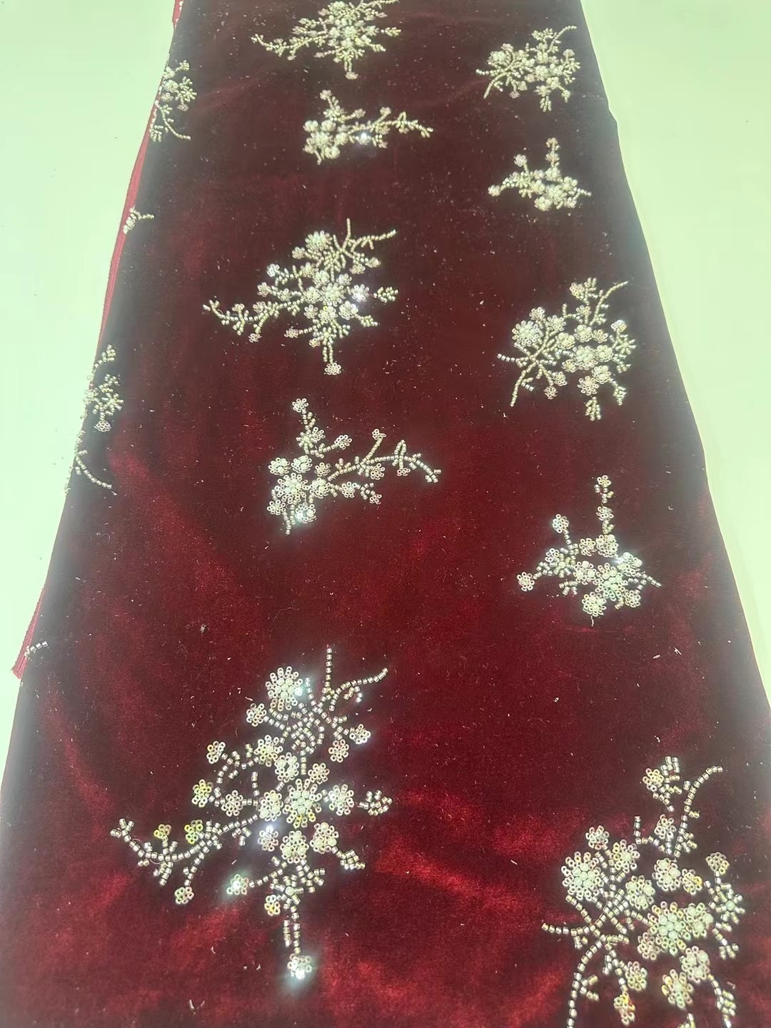 African Handmade Beads Velvet  - Embroidery Net Fabric ulasan dan harga